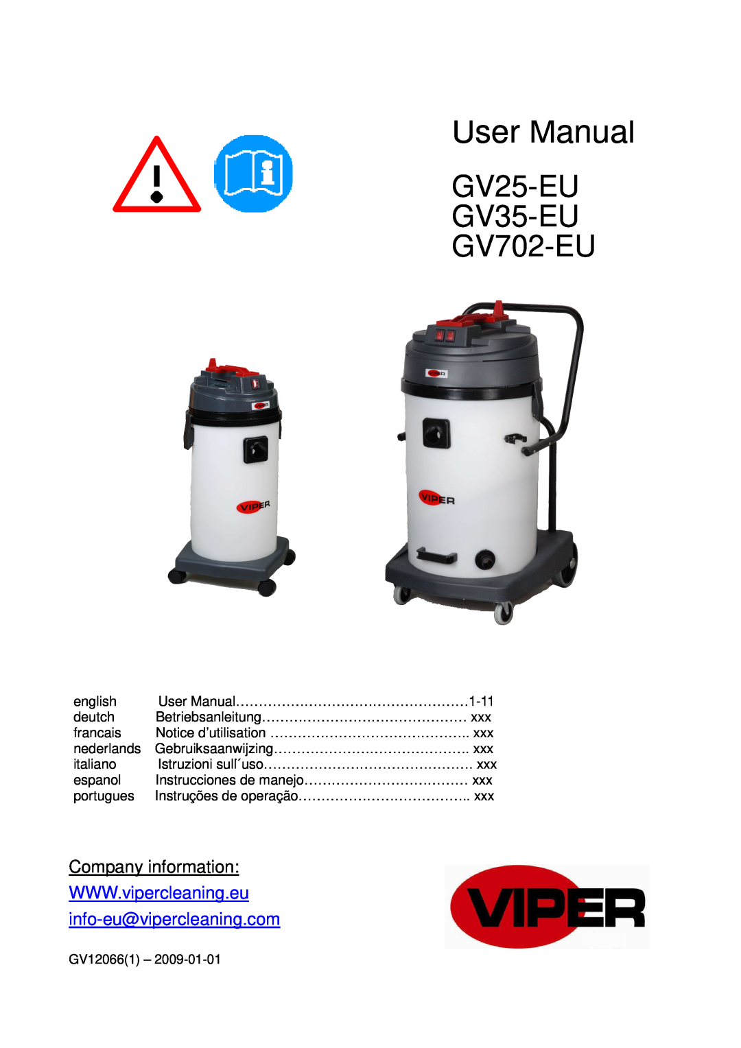 Viper user manual GV25-EU GV35-EU GV702-EU, Company information 