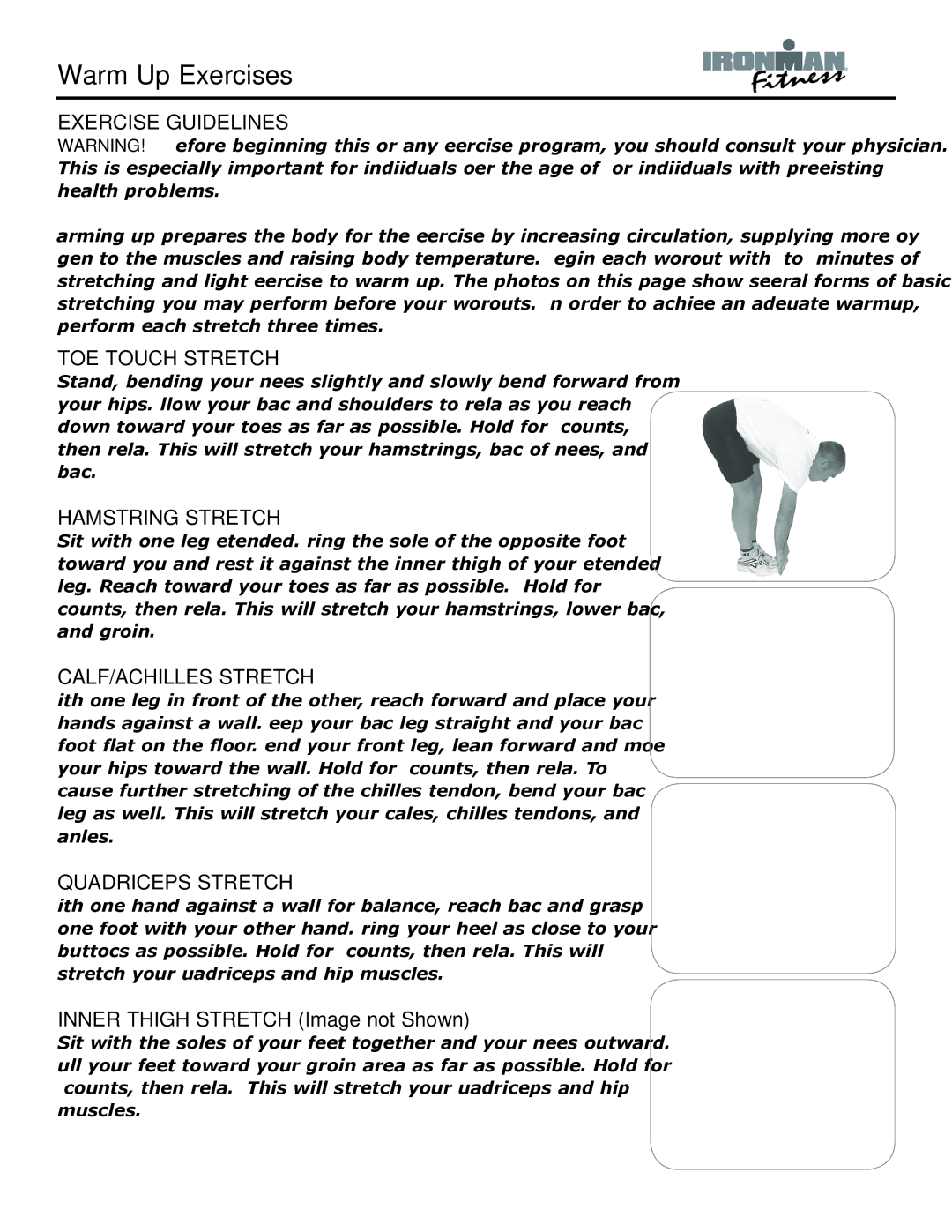 Viper Viper 315-00109 owner manual Warm Up Exercises 