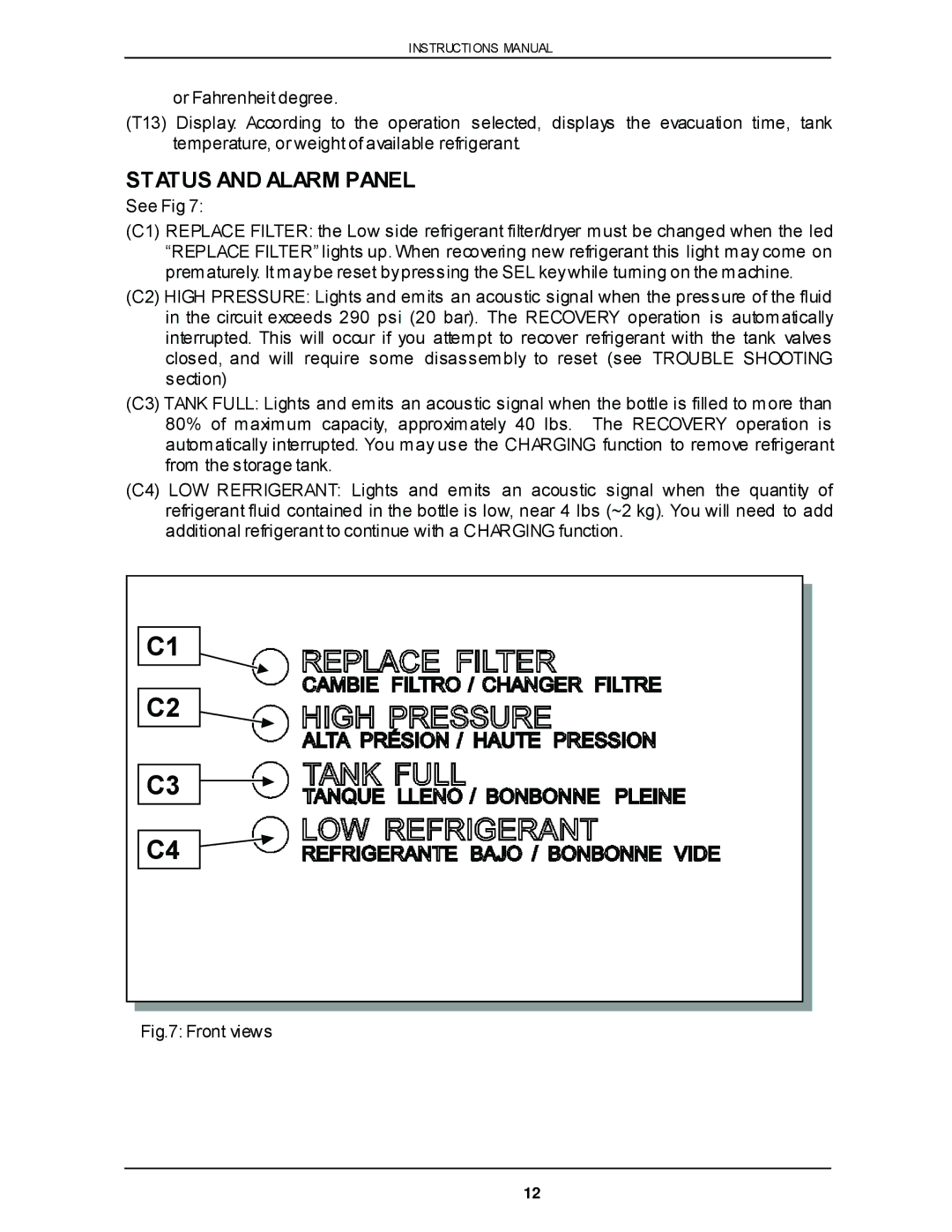 Viper VR-6000 owner manual Status and Alarm Panel, Front views 