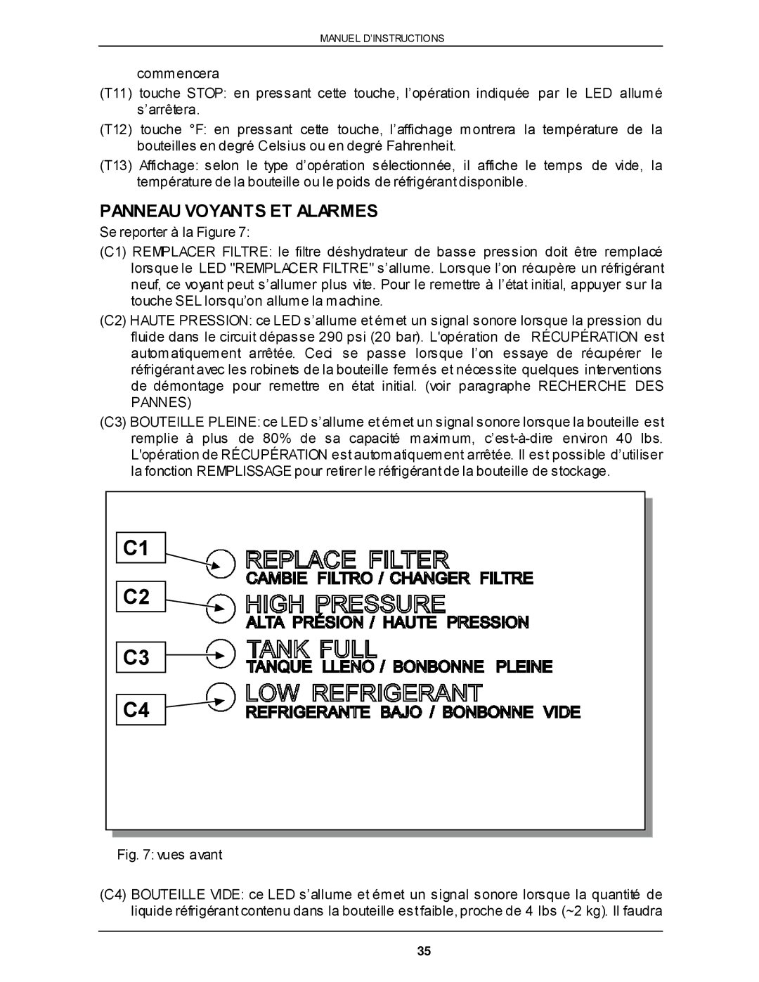 Viper VR-6000 owner manual Panneau Voyants ET Alarmes 