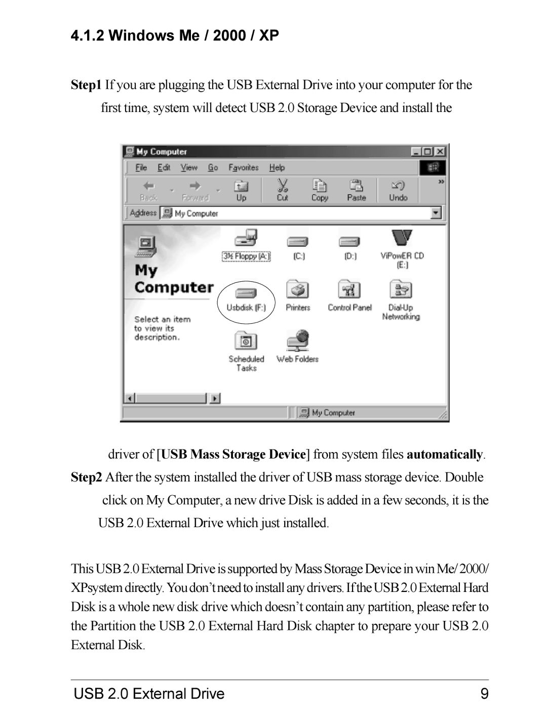 VIPowER USB 2.0 user manual Windows Me / 2000 / XP 