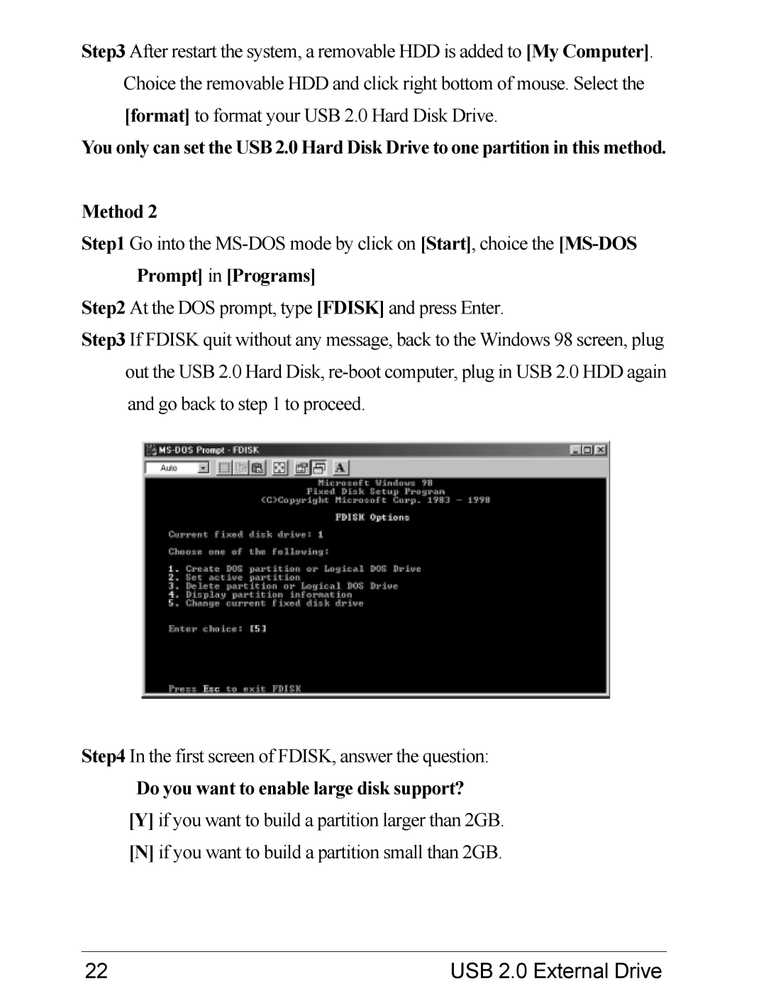 VIPowER USB 2.0 user manual Do you want to enable large disk support? 