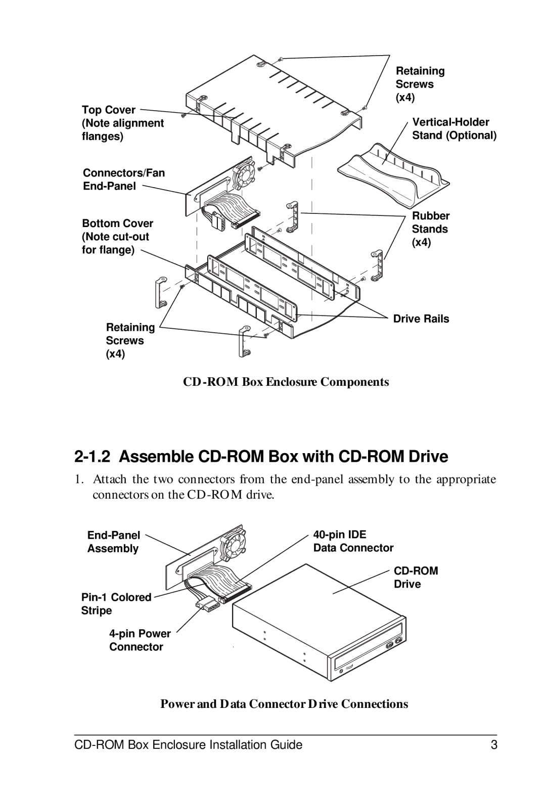 VIPowER VP-6024, VP-6049, VP-6023, VP-6020, VP-6022 Assemble CD-ROM Box with CD-ROM Drive, CD-ROM Box Enclosure Components 