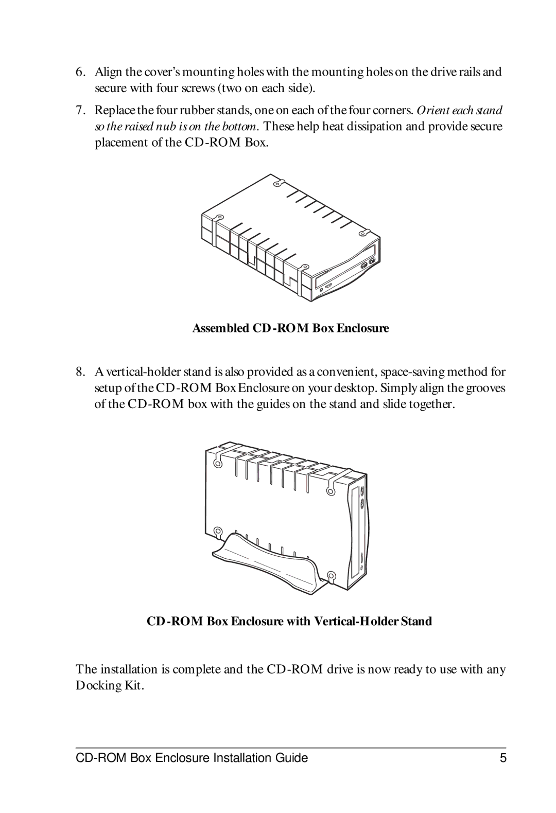 VIPowER VP-6028, VP-6049, VP-6023, VP-6020 Assembled CD-ROM Box Enclosure, CD-ROM Box Enclosure with Vertical-Holder Stand 