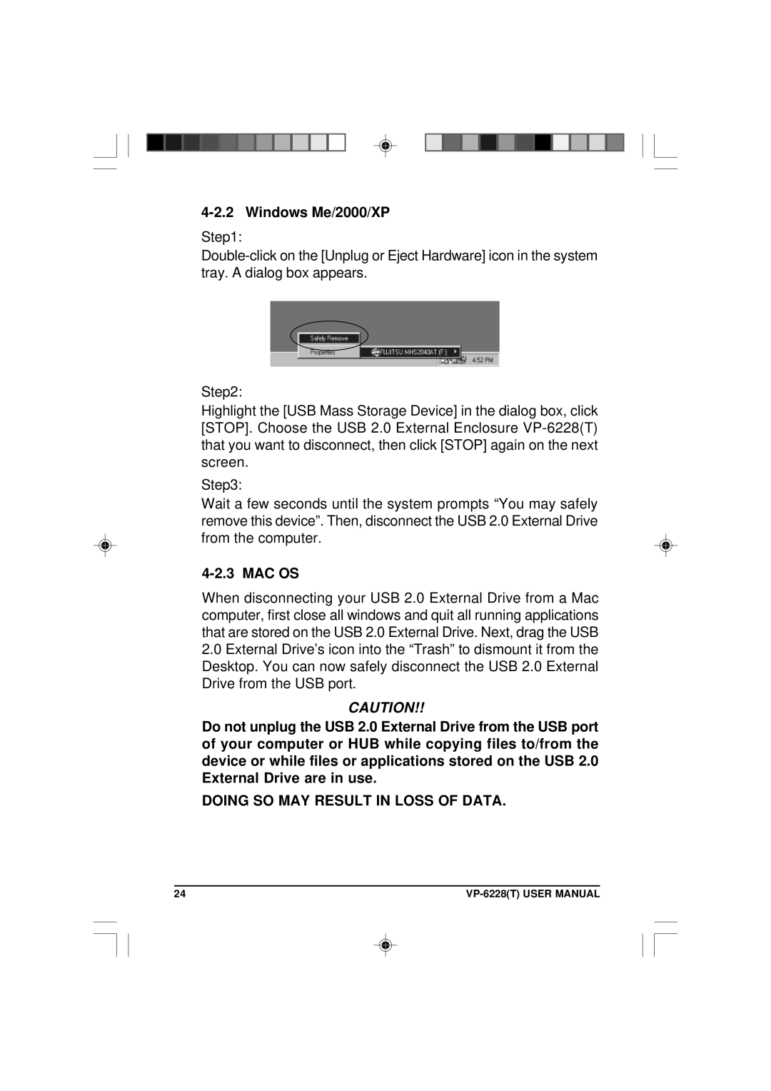 VIPowER VP-6228T user manual Doing SO MAY Result in Loss of Data 