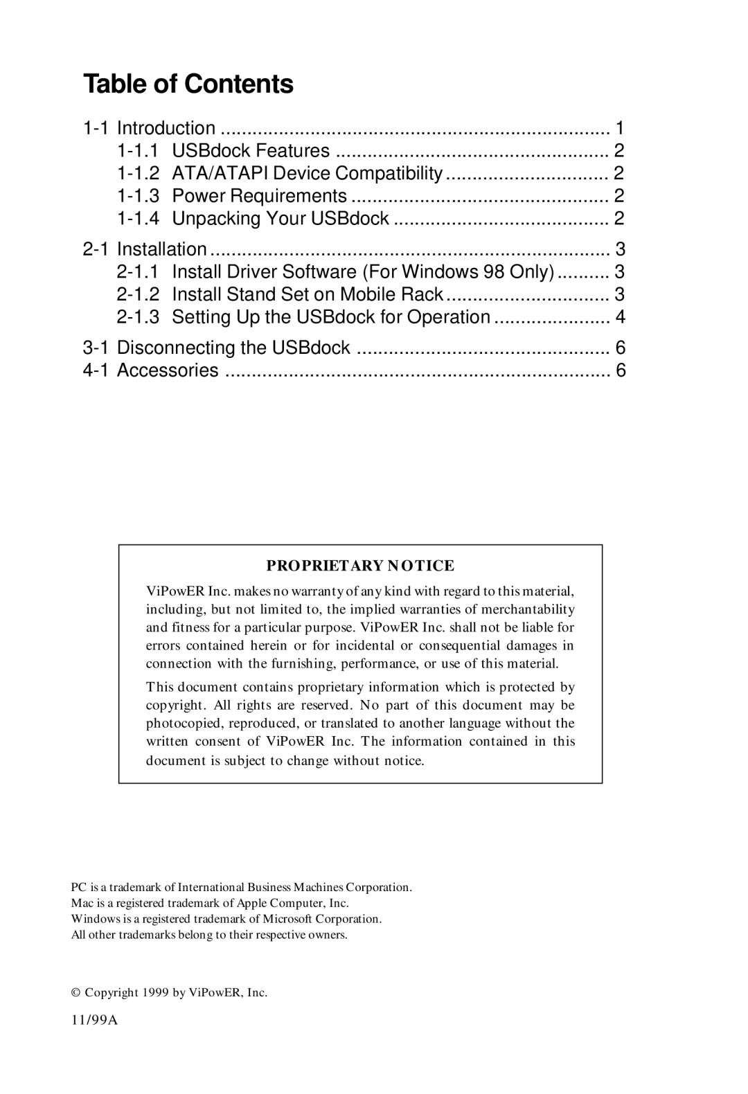 VIPowER VP-8058L installation manual Table of Contents 