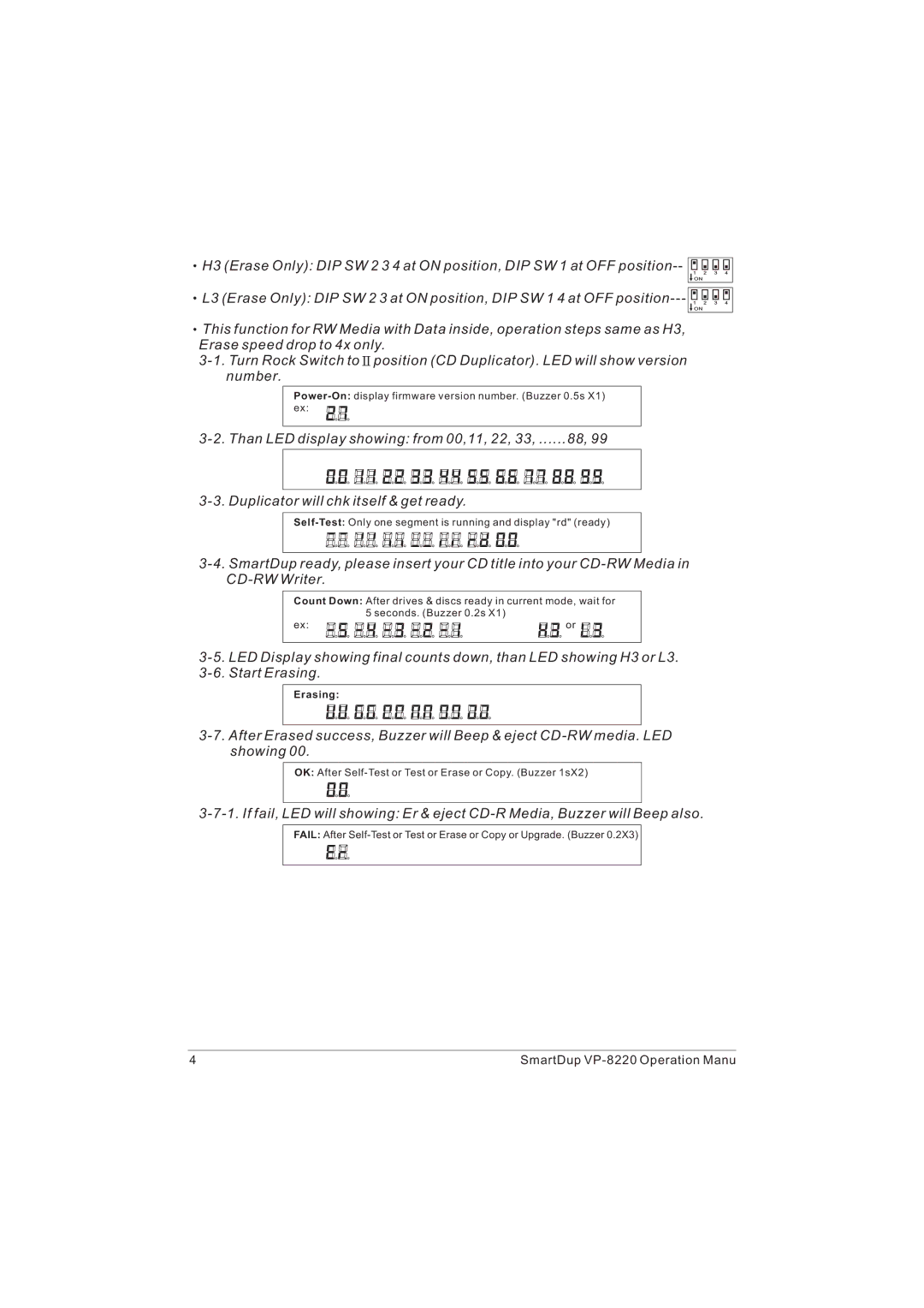 VIPowER VP-8220 installation manual Erasing 