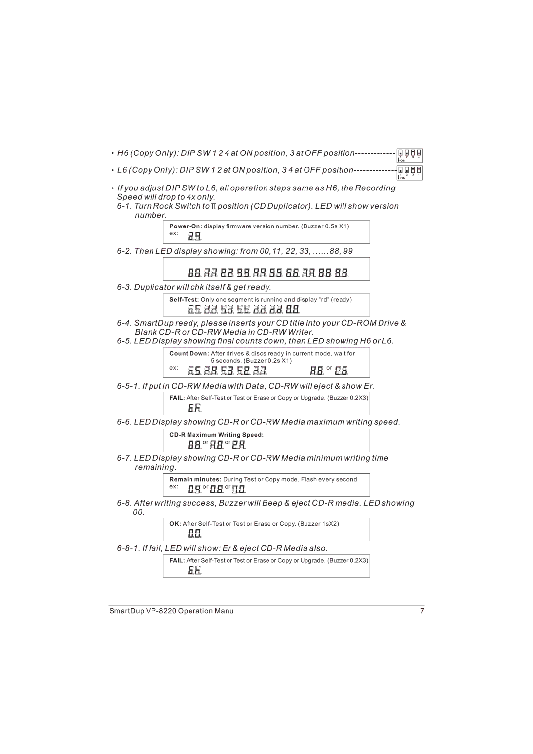 VIPowER VP-8220 installation manual If put in CD-RW Media with Data, CD-RW will eject & show Er 