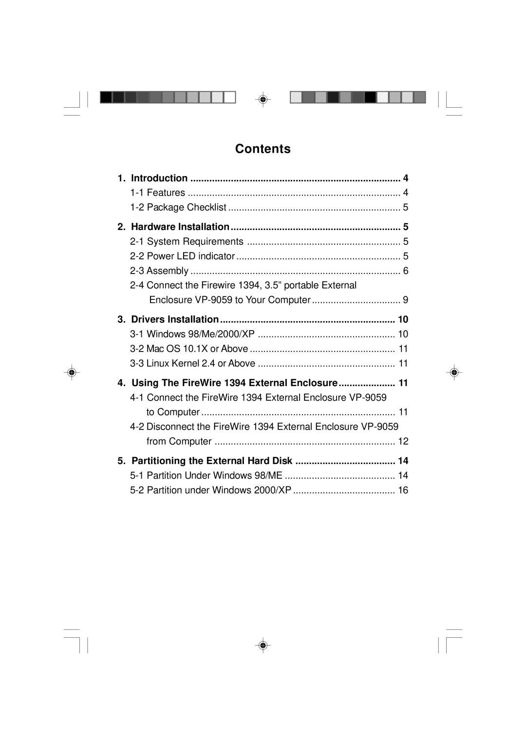 VIPowER VP-9059 user manual Contents 