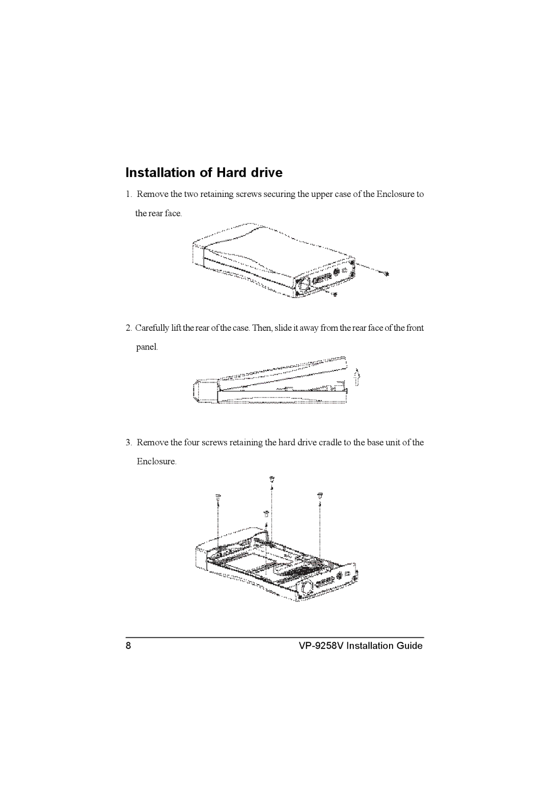 VIPowER VP-9258V manual Installation of Hard drive 