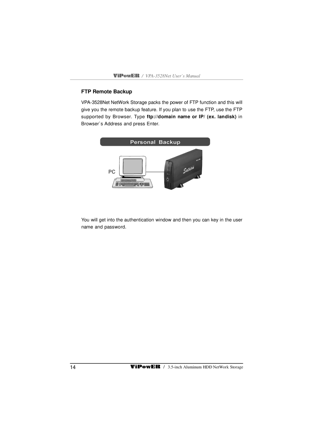 VIPowER VPA-3528Net user manual FTP Remote Backup 