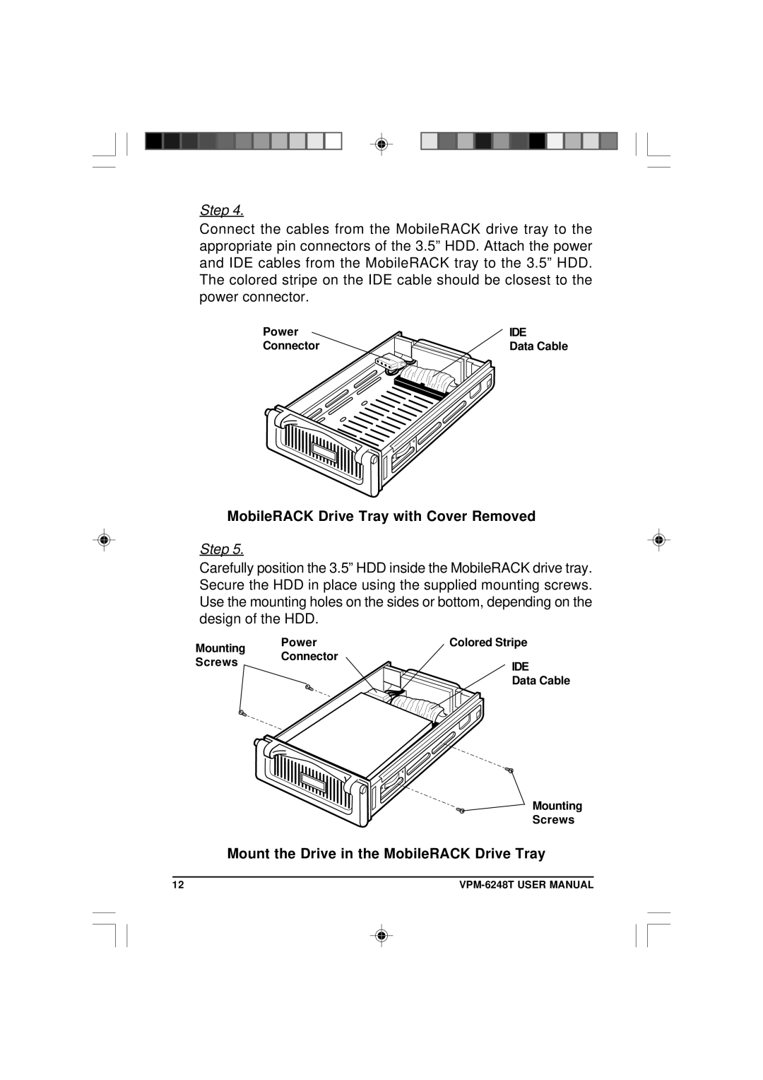 VIPowER VPM-6248T user manual MobileRACK Drive Tray with Cover Removed, Mount the Drive in the MobileRACK Drive Tray 