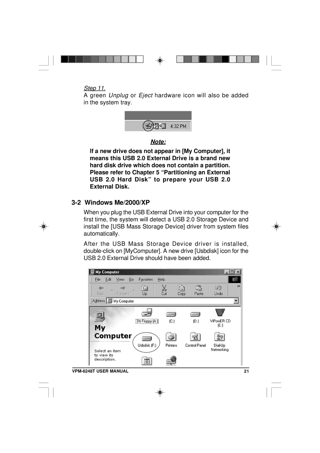 VIPowER VPM-6248T user manual Windows Me/2000/XP 