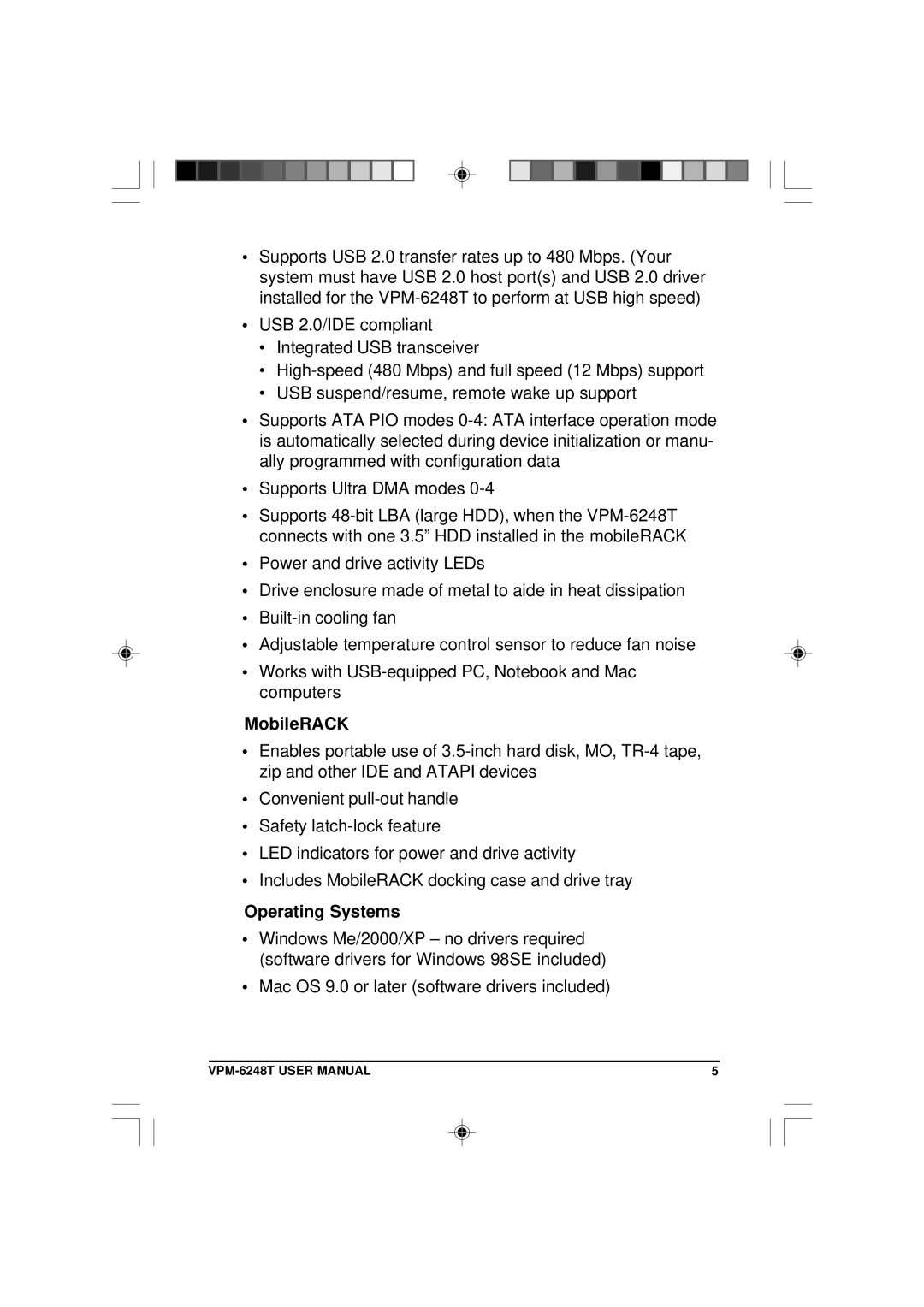 VIPowER VPM-6248T user manual MobileRACK, Operating Systems 