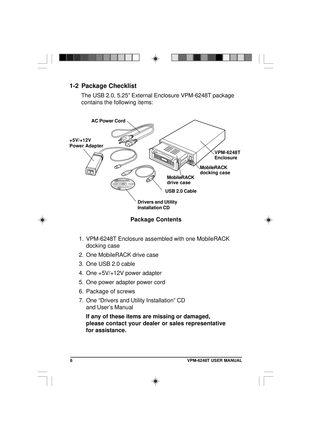 VIPowER VPM-6248T user manual Package Checklist, Package Contents 