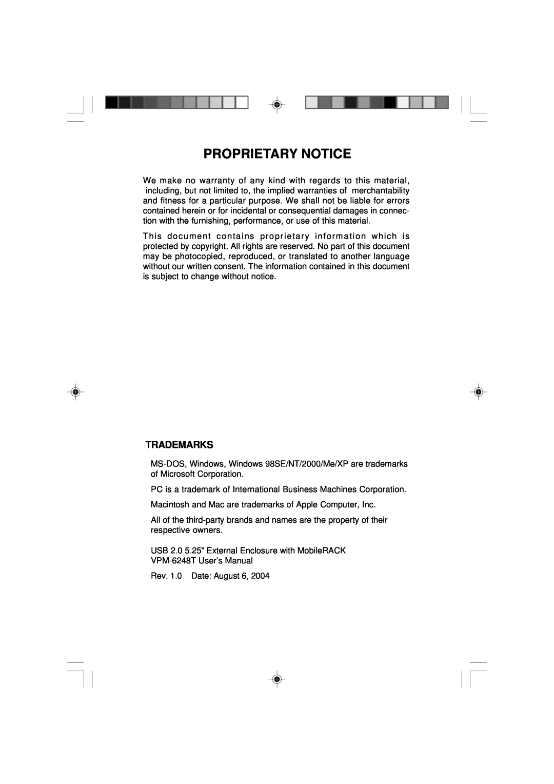 VIPowER VPM-6248T user manual Proprietary Notice, Trademarks 