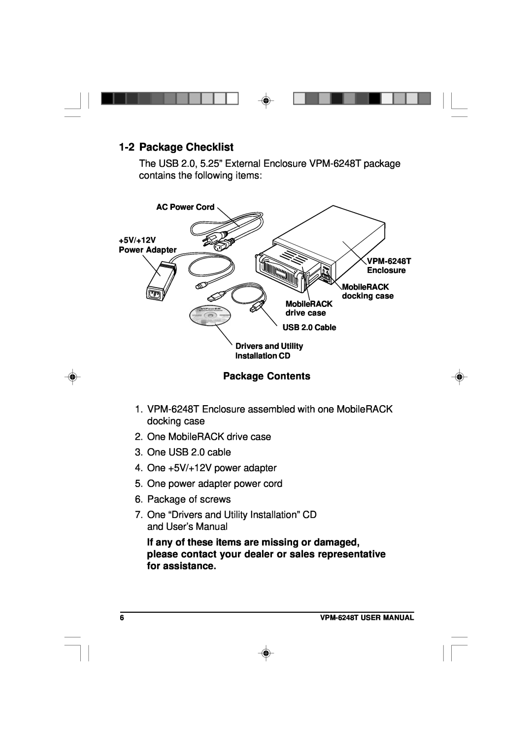 VIPowER VPM-6248T user manual Package Checklist, Package Contents 