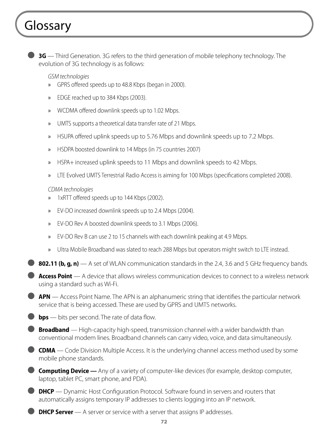 Virgin Mobile 2200 manual Glossary, GSM technologies 