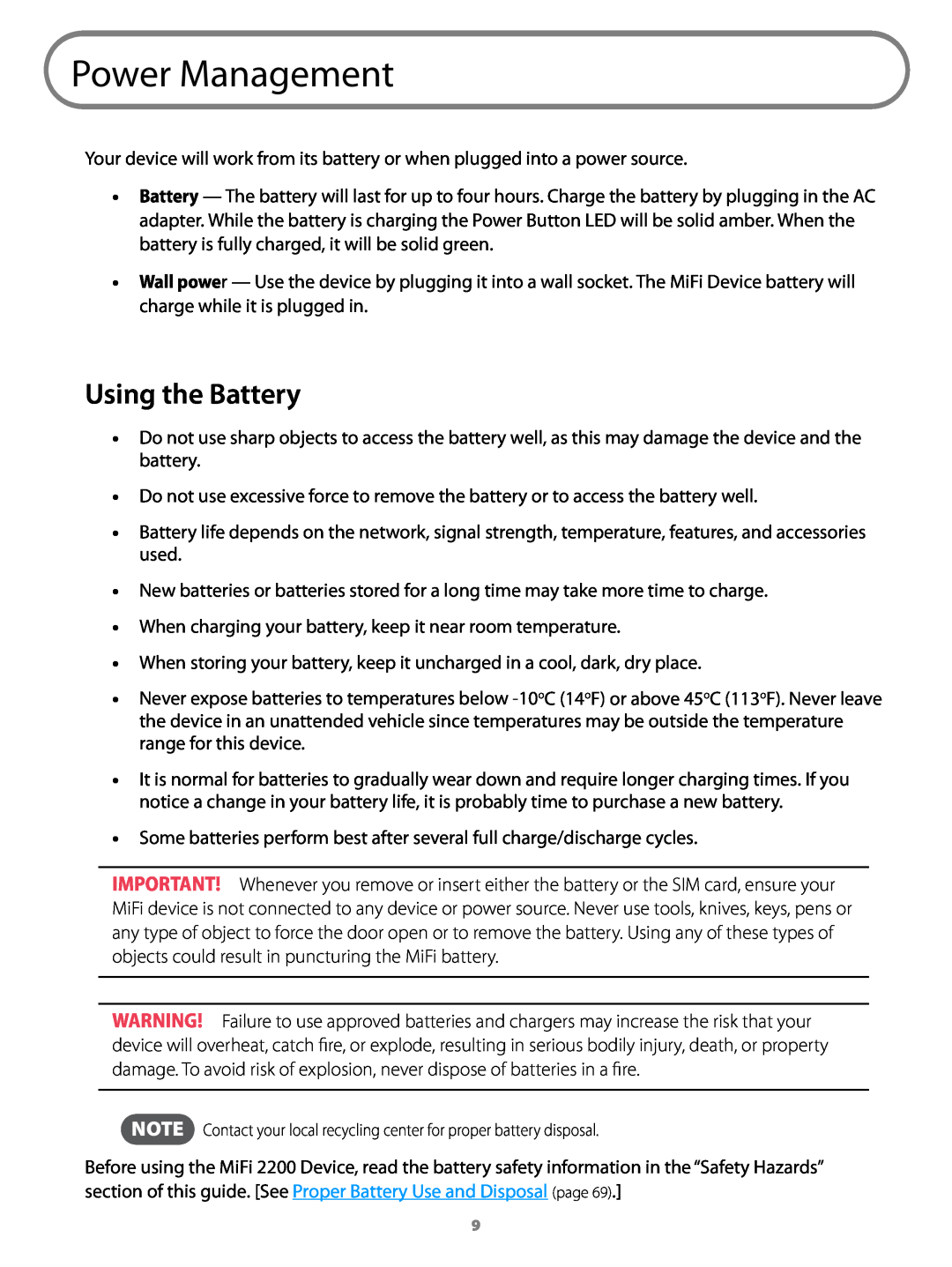 Virgin Mobile 2200 manual Power Management, Using the Battery 