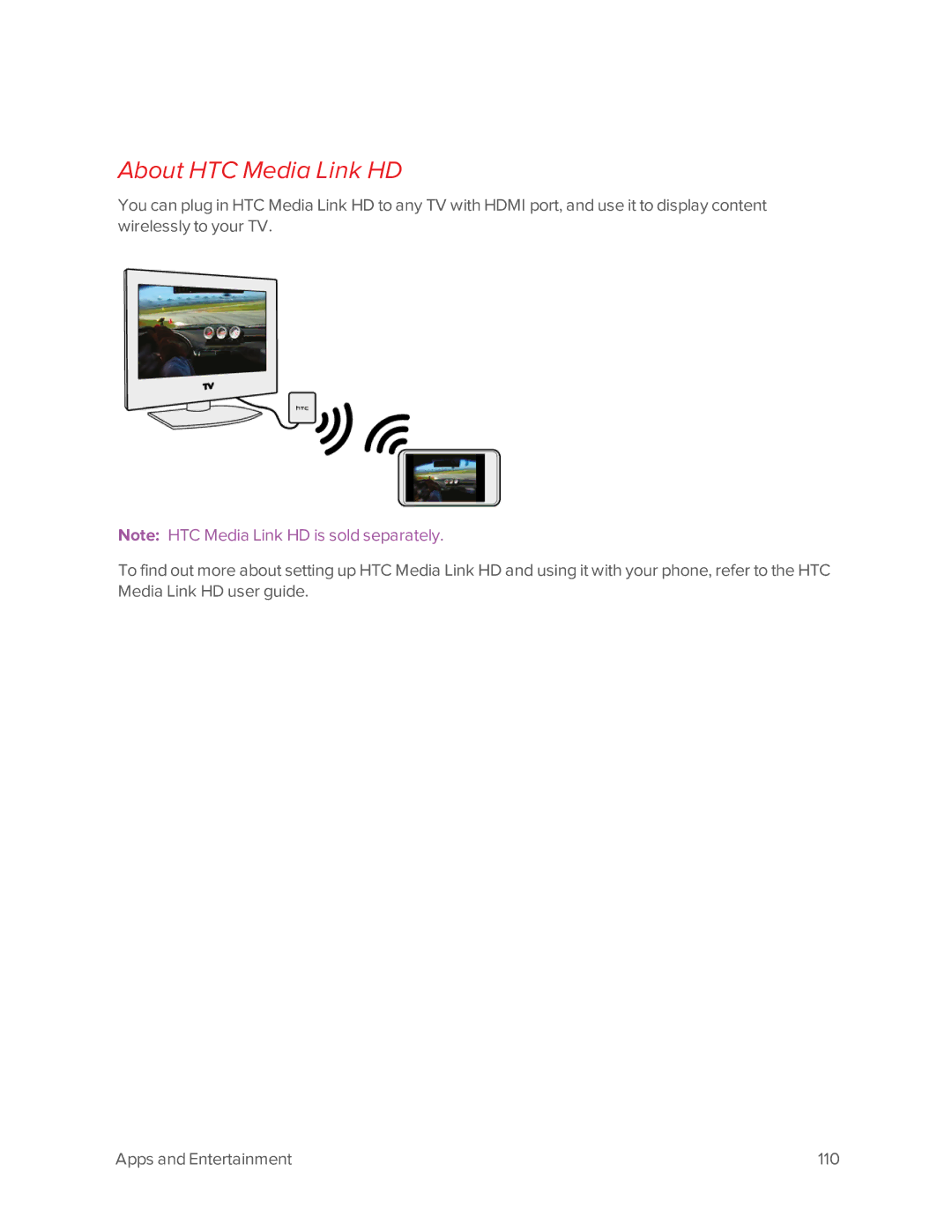 Virgin Mobile 601 manual About HTC Media Link HD 