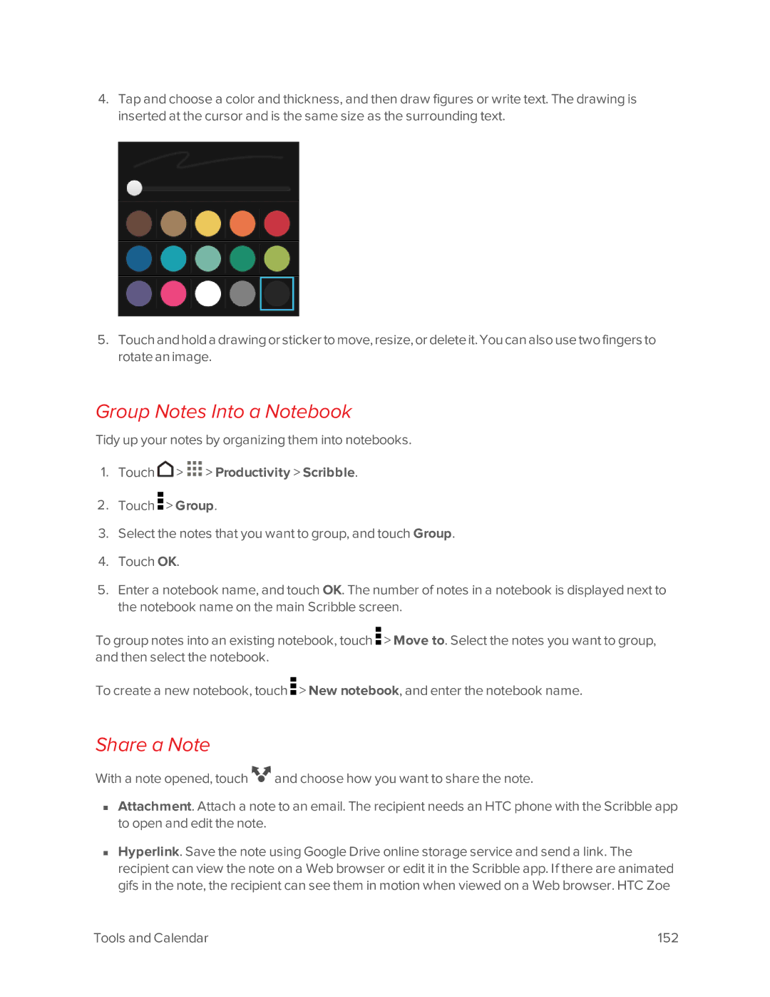 Virgin Mobile 601 manual Group Notes Into a Notebook, Share a Note 