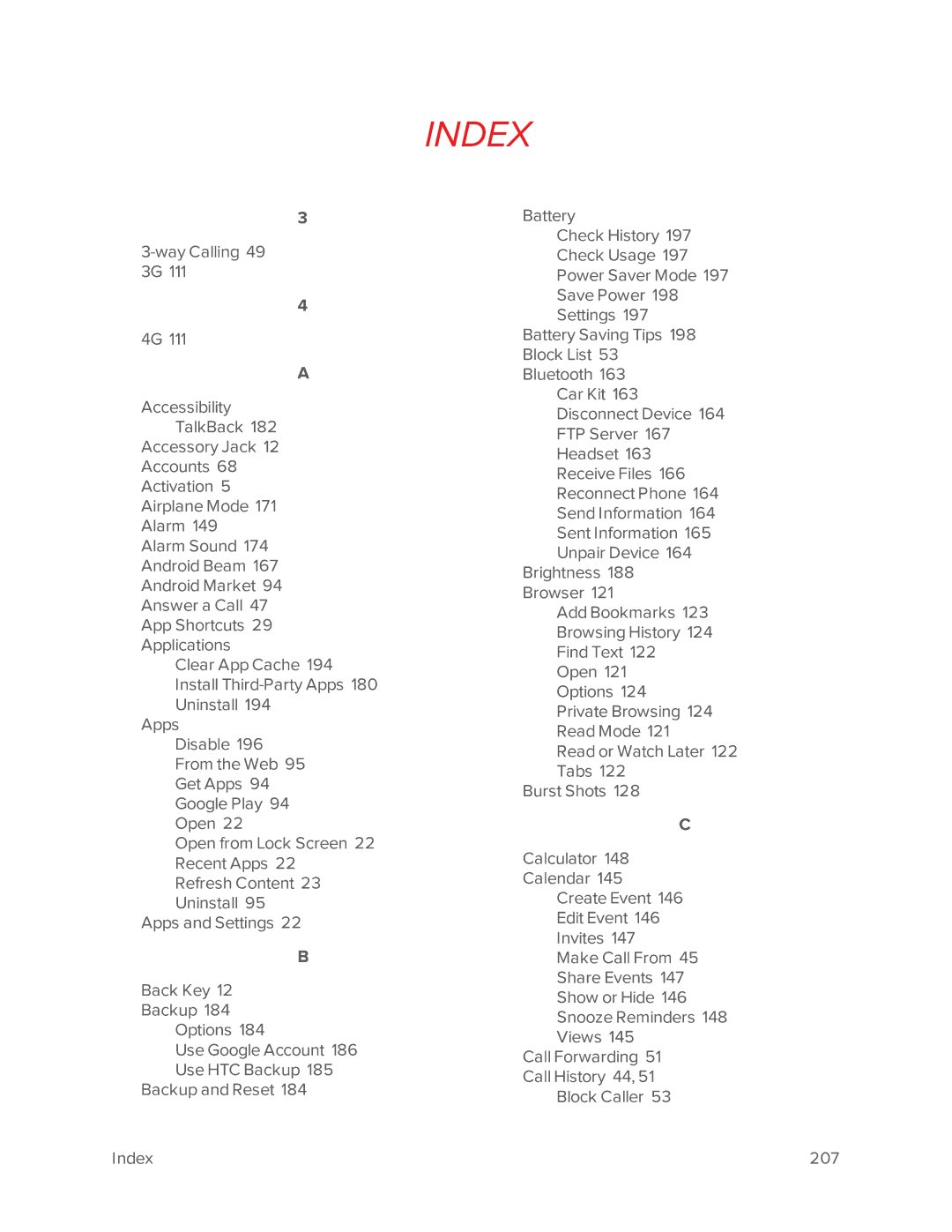 Virgin Mobile 601 manual Index 