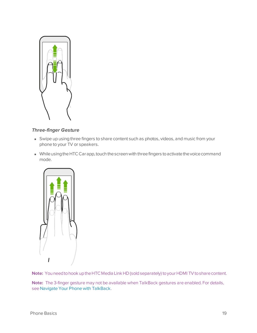 Virgin Mobile 601 manual Three-finger Gesture 