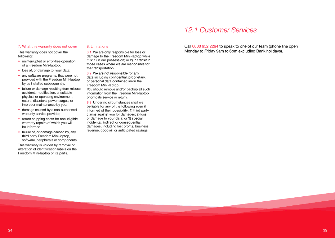 Virgin Mobile VMFNM0609 manual Customer Services, What this warranty does not cover 