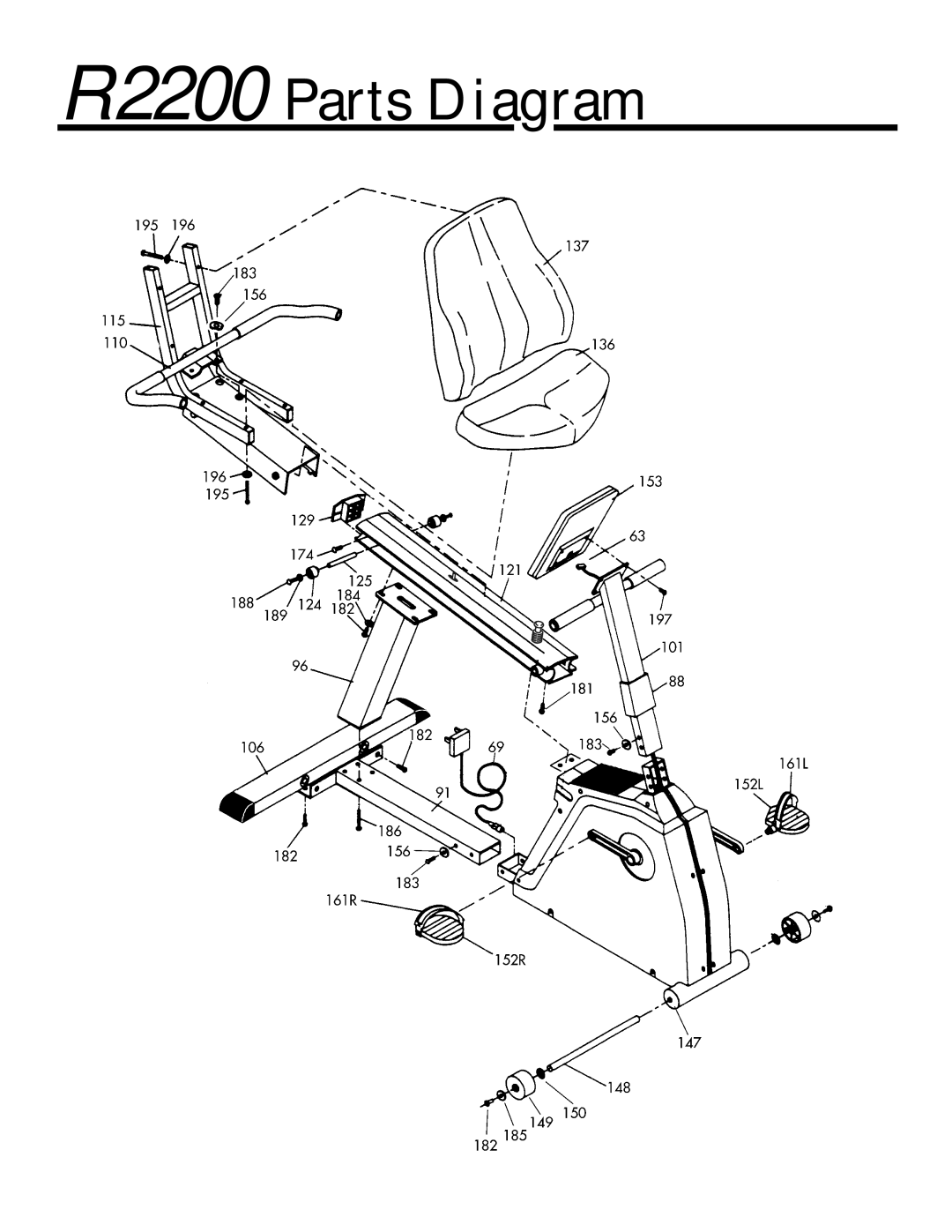 Vision Fitness 2200 HRC manual R2200 Parts Diagram 