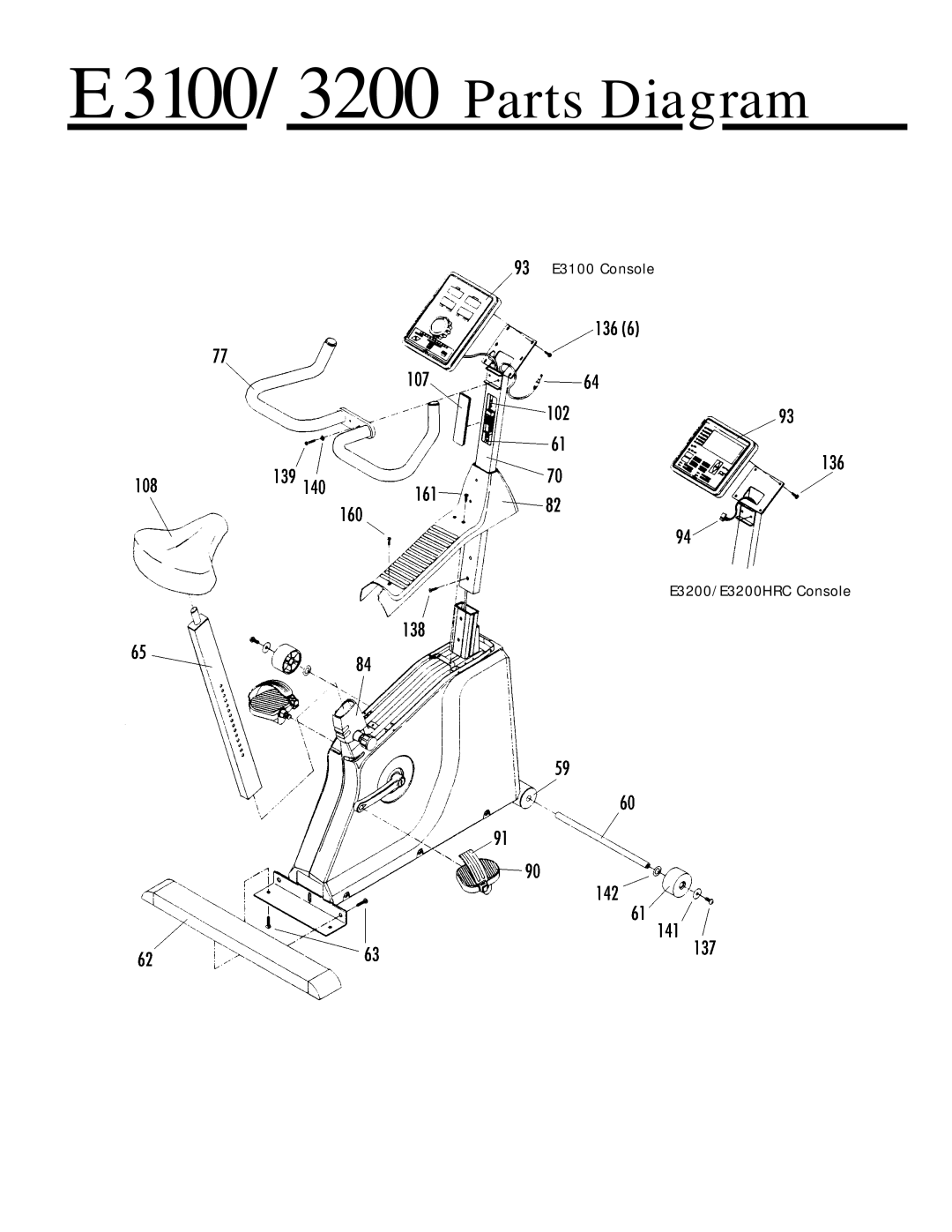 Vision Fitness manual E3100/3200 Parts Diagram 