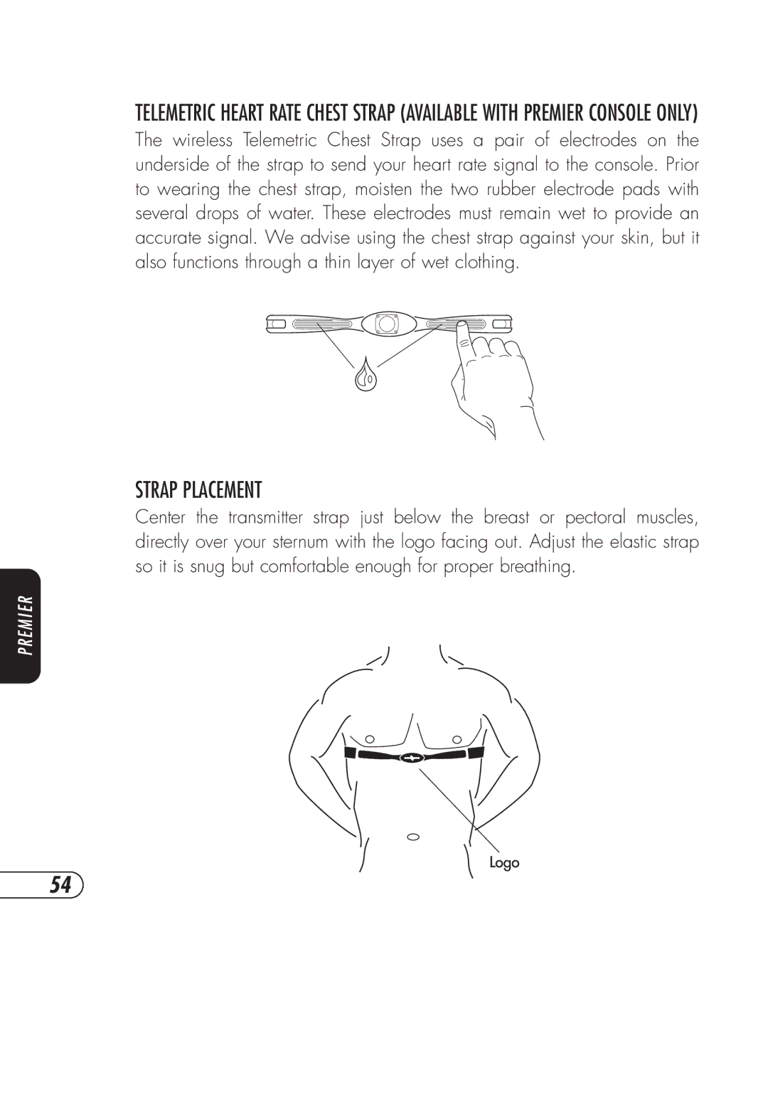 Vision Fitness E3200, R2250 manual Strap Placement 