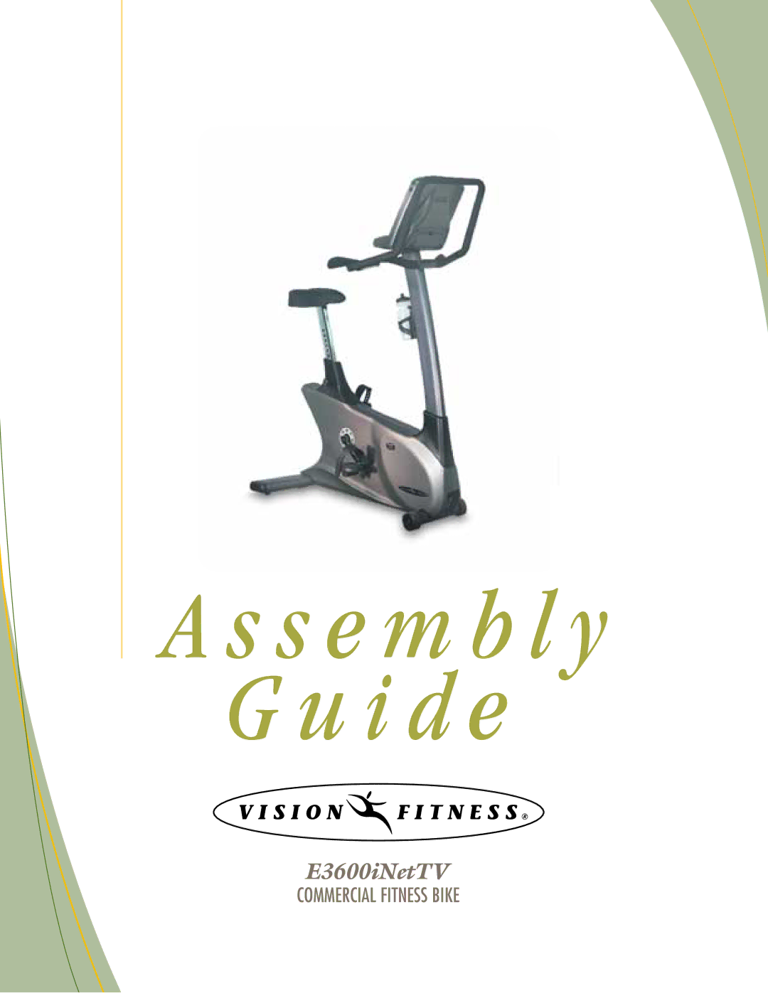 Vision Fitness E3600iNetTV manual S e m b l y G u i d e 