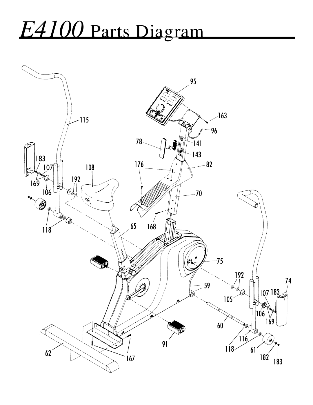 Vision Fitness manual E4100 Parts Diagram 