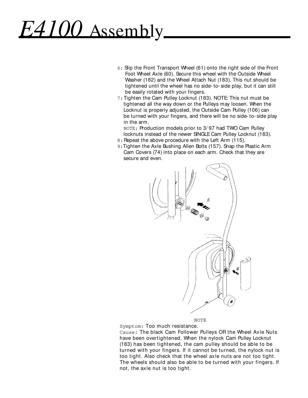 Vision Fitness manual E4100 Assembly 