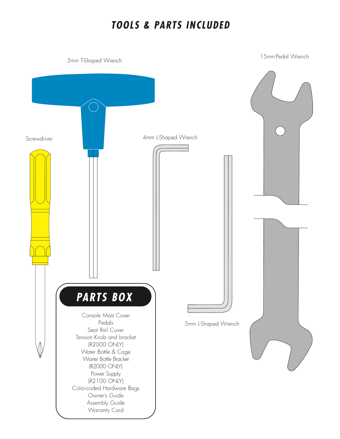 Vision Fitness R2100, R2000 manual Parts BOX 