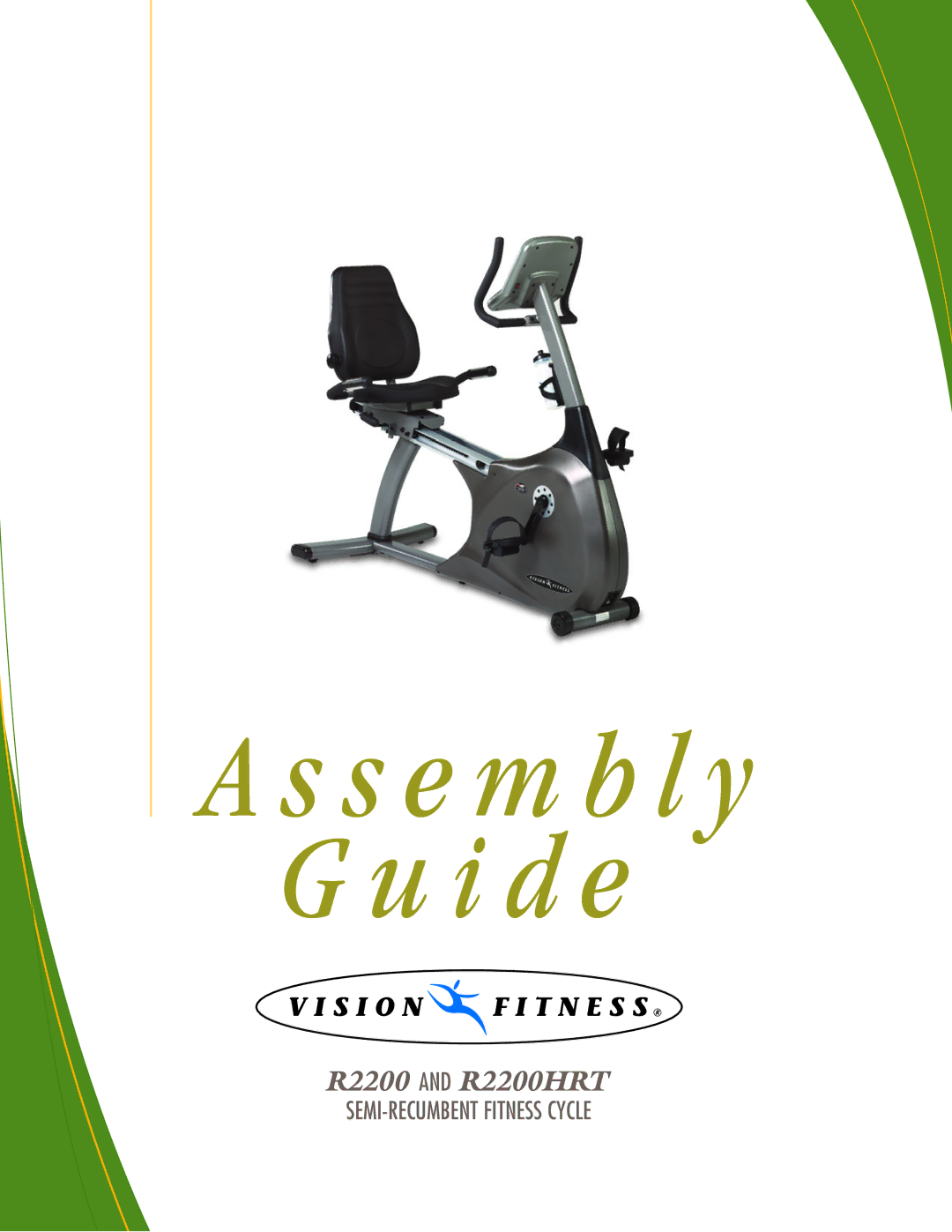 Vision Fitness R2200 manual S e m b l y G u i d e 