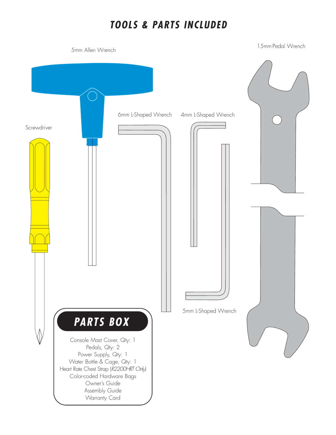 Vision Fitness R2200 manual Parts BOX, Tools & Parts Included 