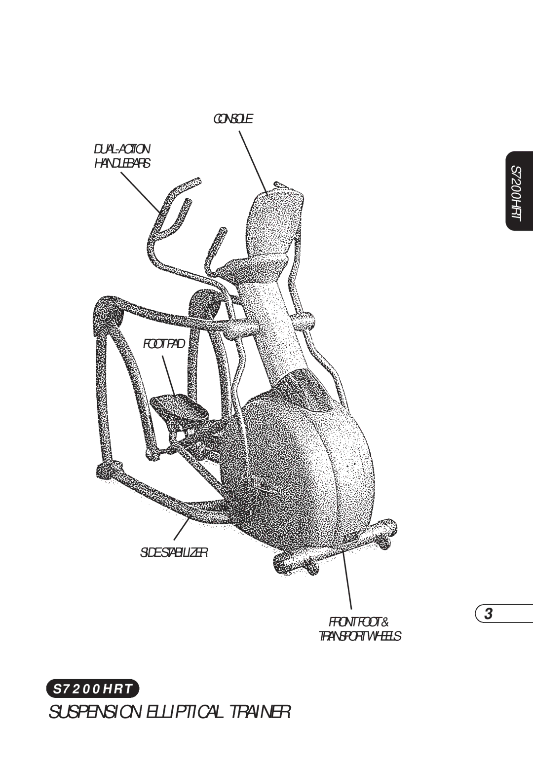 Vision Fitness S7200HRT manual S P E N S I O N E L L I P T I C a L T R a I N E R 