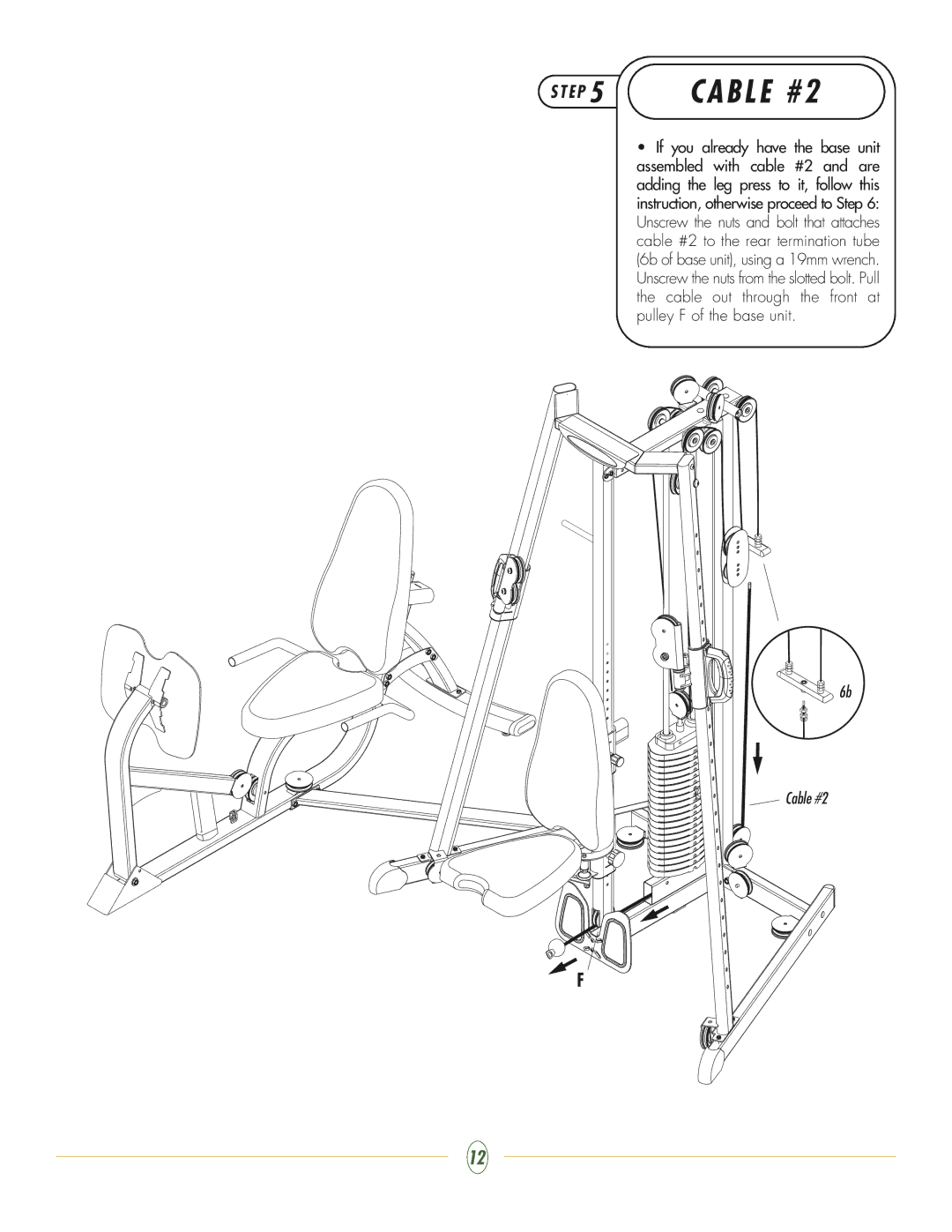 Vision Fitness ST250 manual Cable #2 