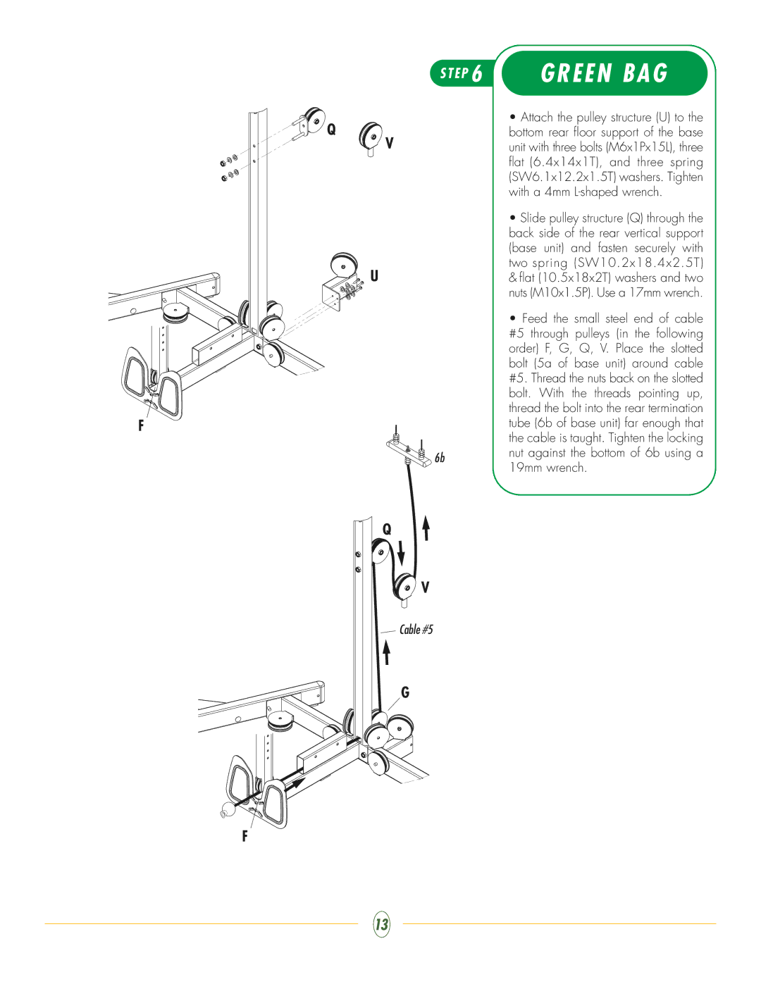 Vision Fitness ST250 manual Cable #5 