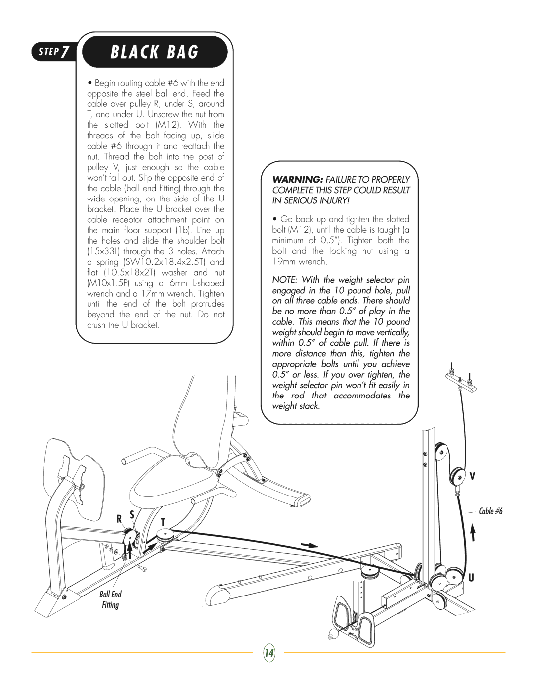 Vision Fitness ST250 manual Ball End Fitting 