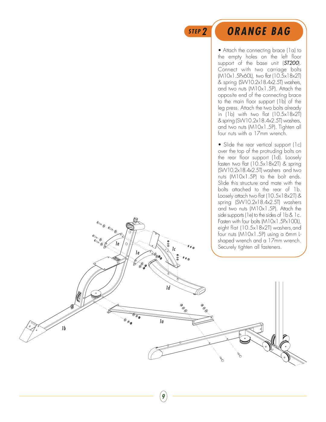 Vision Fitness ST250 manual Slide the rear vertical support 1c 