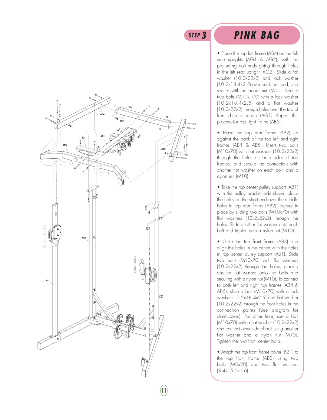 Vision Fitness ST700 manual Side uprights AG1 & AG2, with 