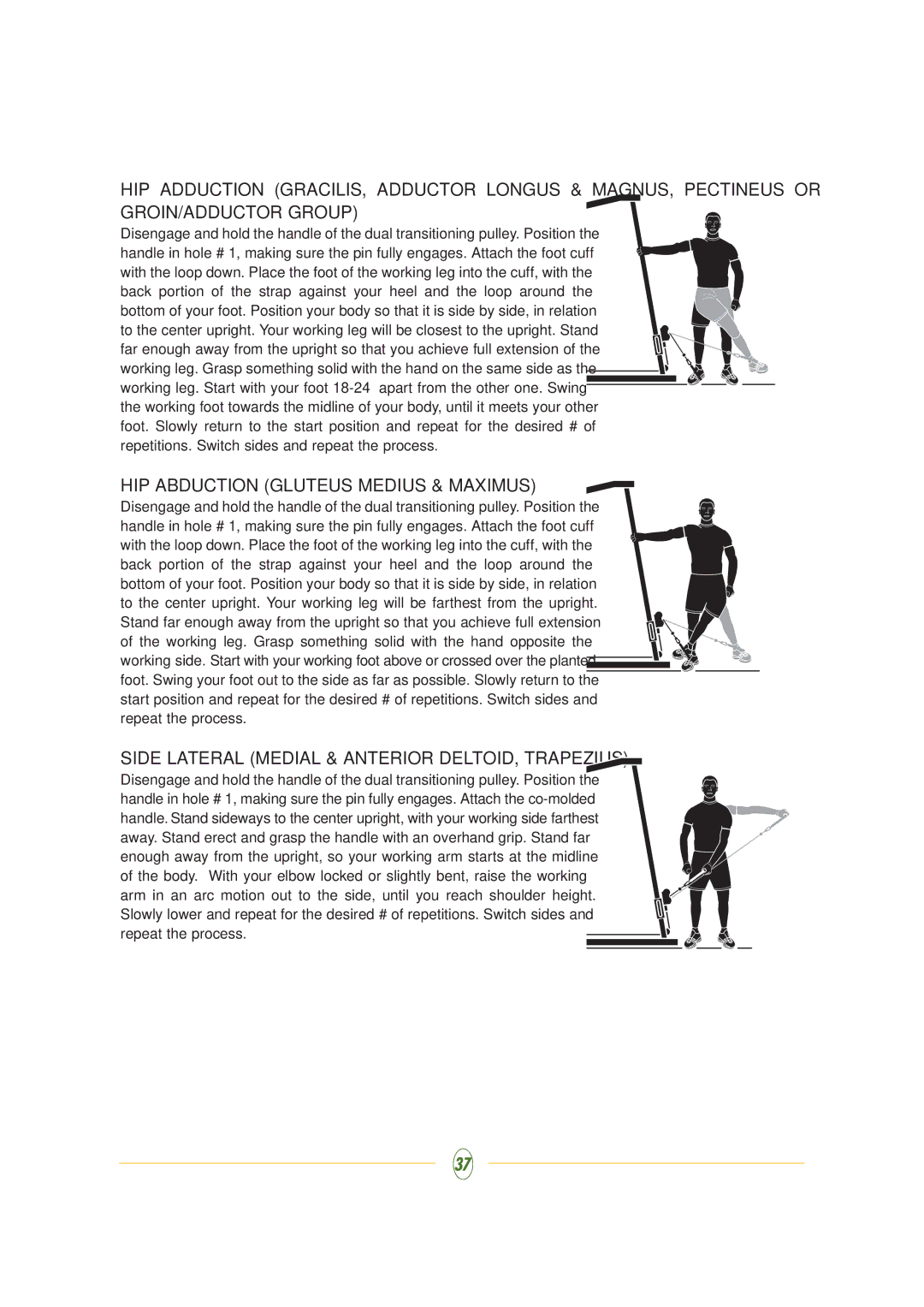 Vision Fitness ST710 manual HIP Abduction Gluteus Medius & Maximus, Side Lateral Medial & Anterior DELTOID, Trapezius 