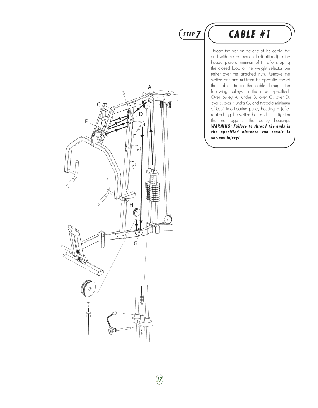 Vision Fitness ST710 manual Cable #1 