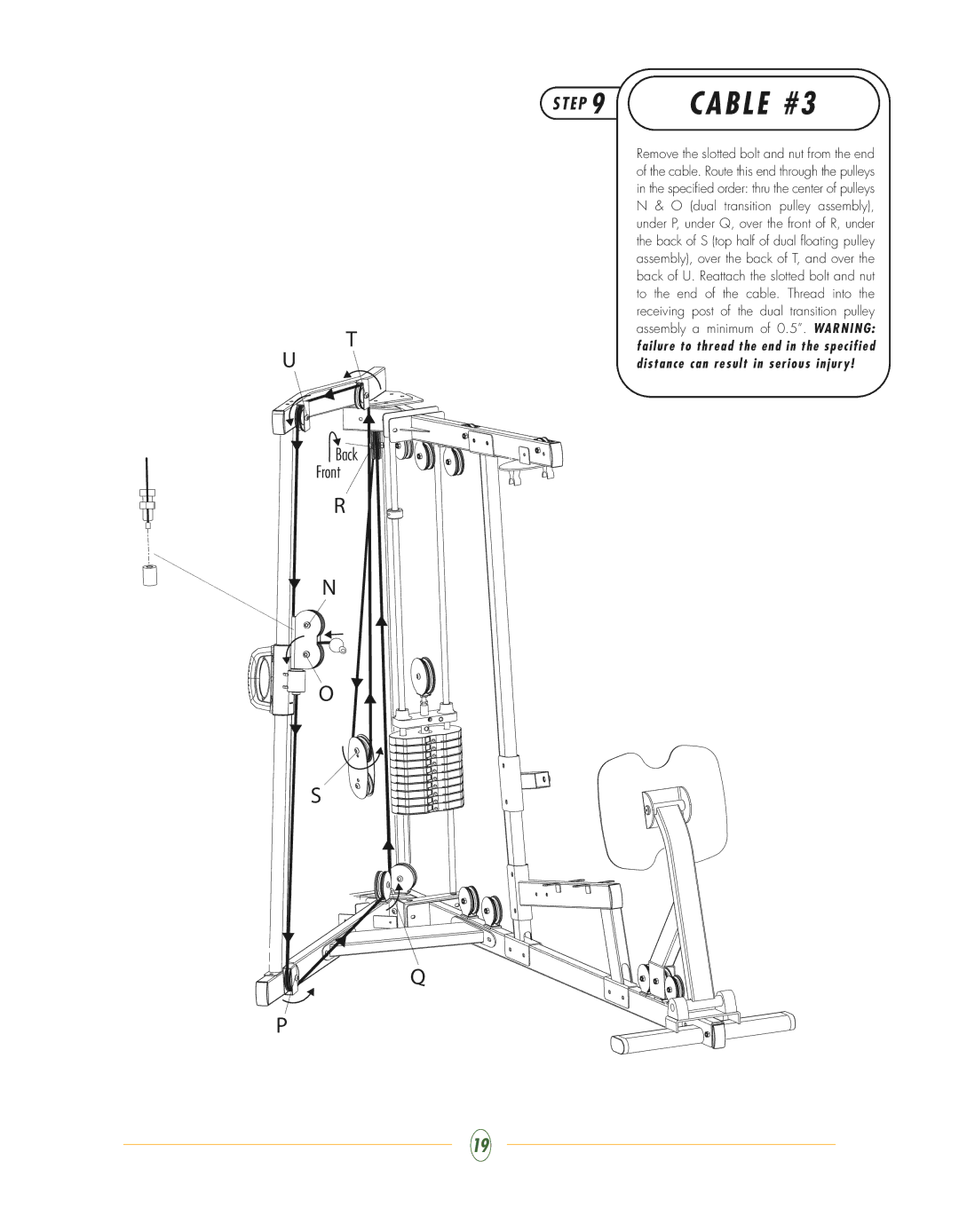 Vision Fitness ST710 manual Cable #3 