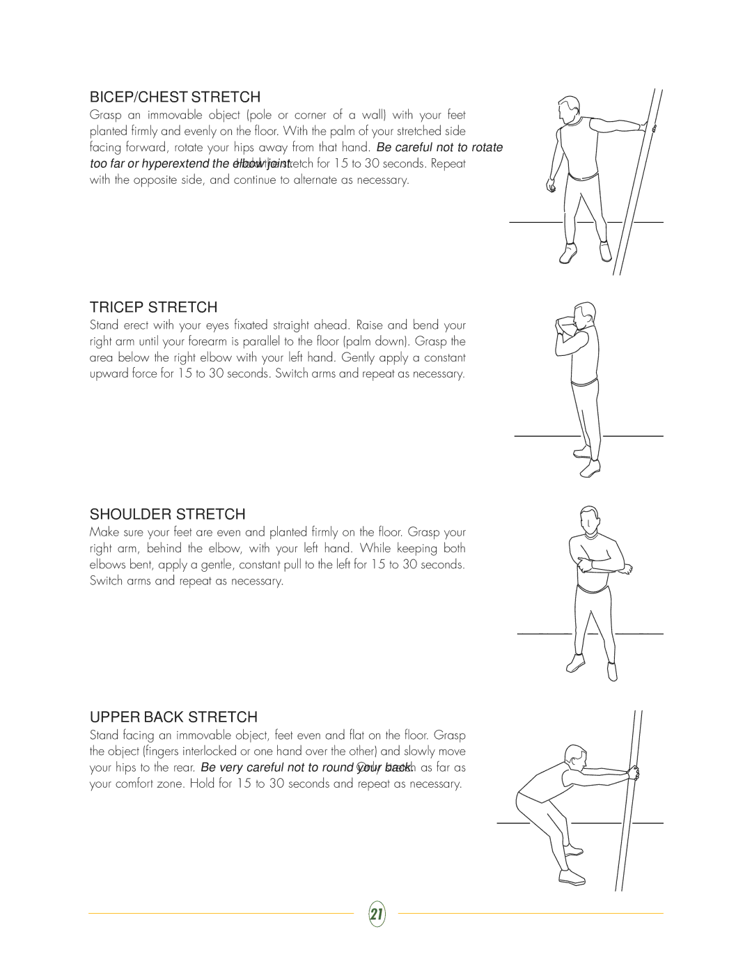 Vision Fitness ST730 manual BICEP/CHEST Stretch 