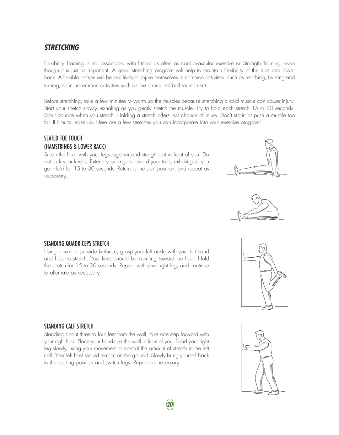 Vision Fitness ST750 manual Stretching 