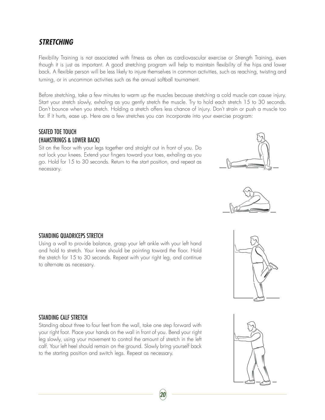 Vision Fitness ST760 manual Stretching 