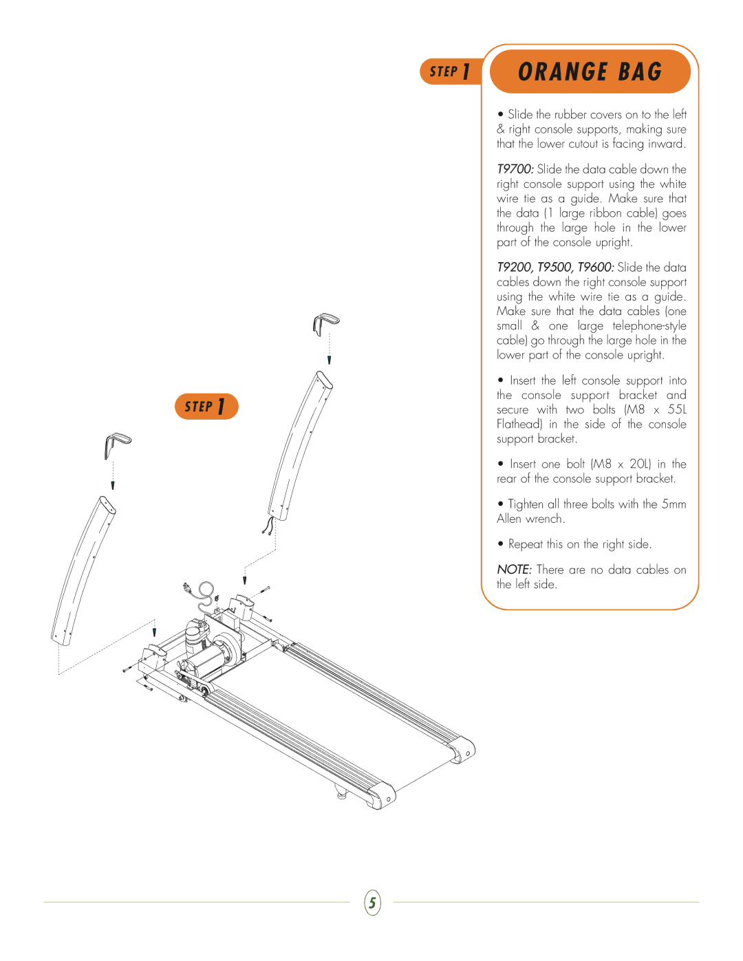 Vision Fitness T9600 (TM182), T9500, TM181, T9700 (TM183), T9200 (TM186), TM195) manual Wire tie as a guide. Make sure that 